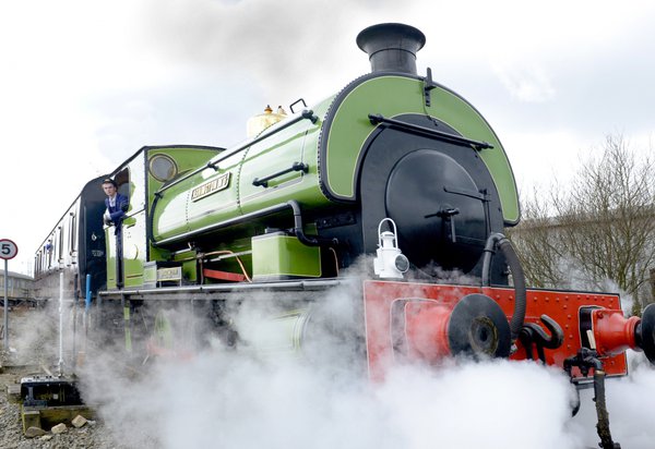 Green steam locomotive Ashington No.5